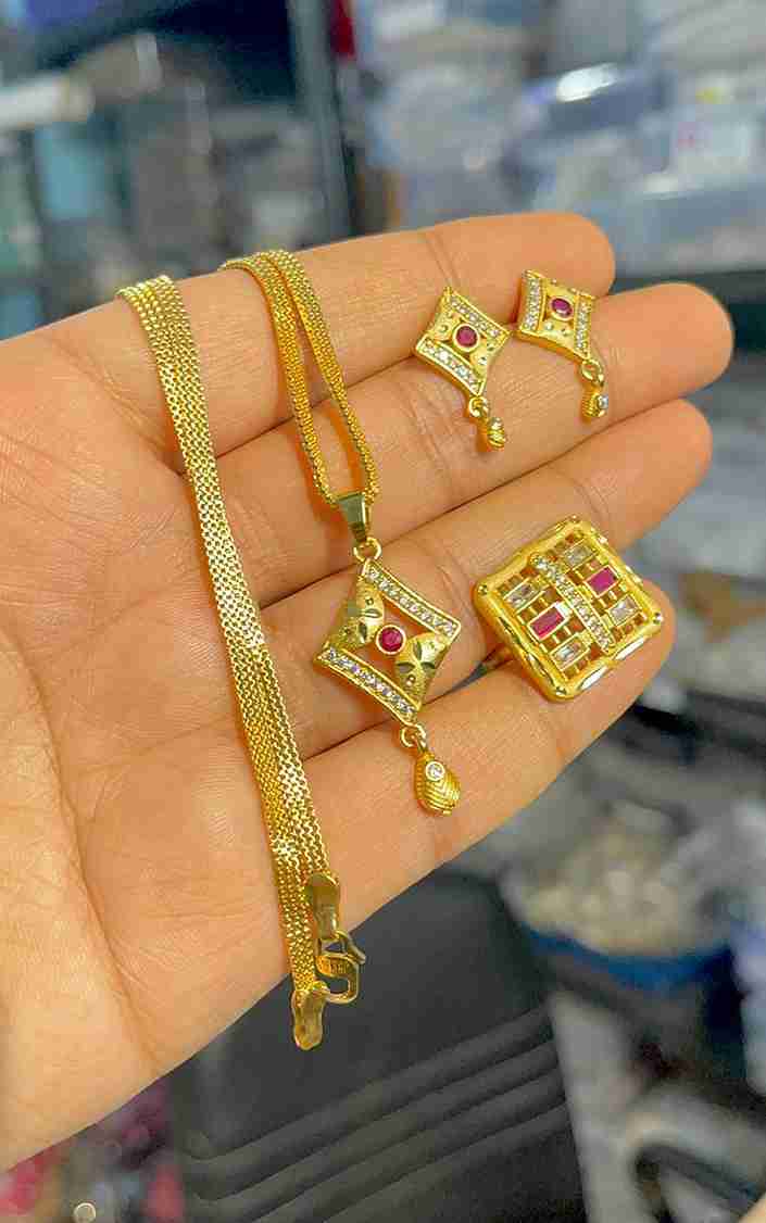 Gold Plated Pendant With Tops Ad Adjustable Ring Combo